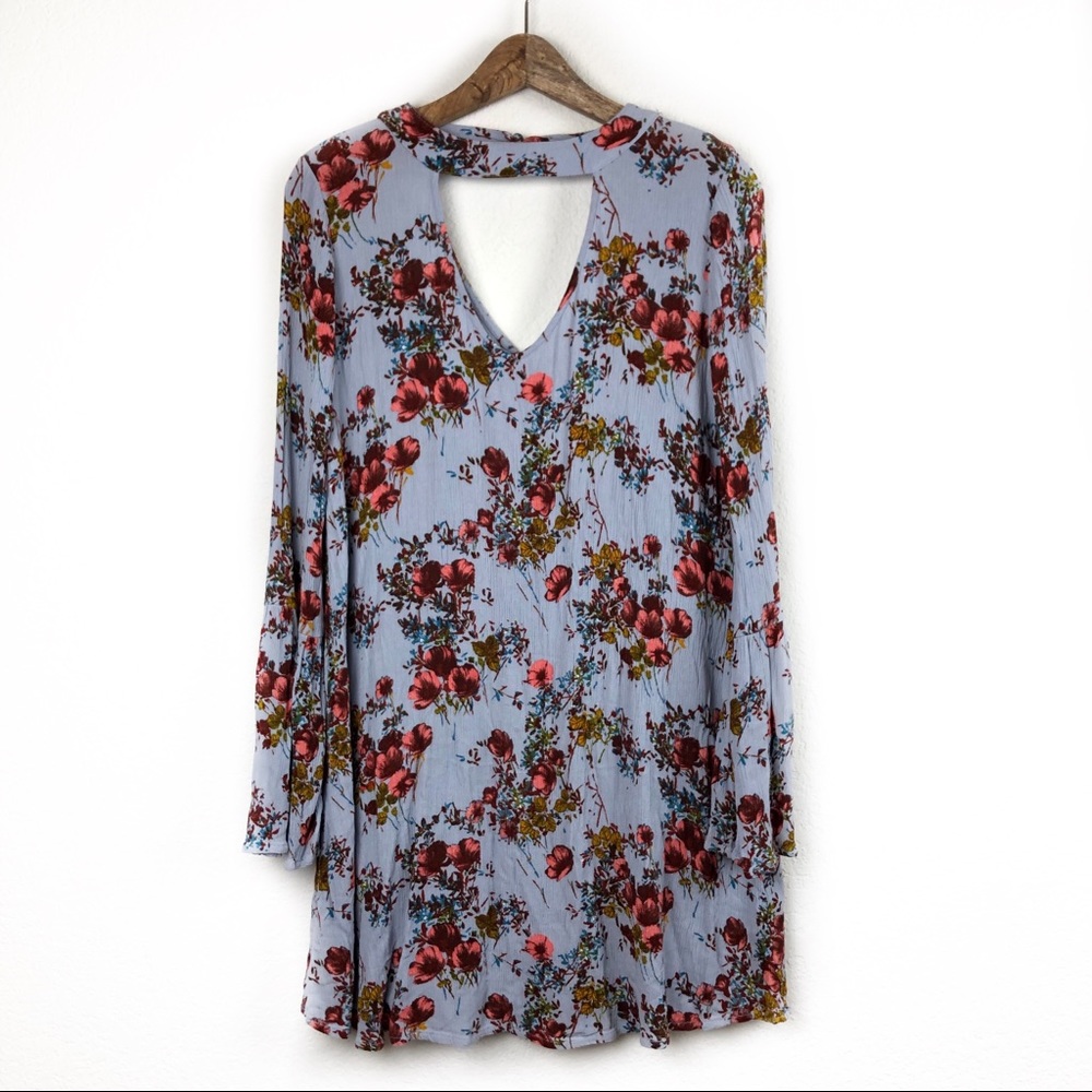 Mossimo Supply Co. Floral Light Blue Dress Small